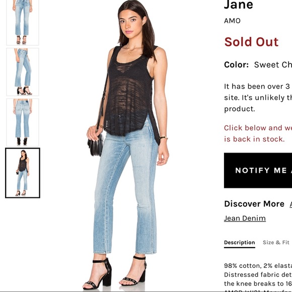 AMO Jane sweet cheeks jeans 27 kick flare crop - Picture 4 of 8